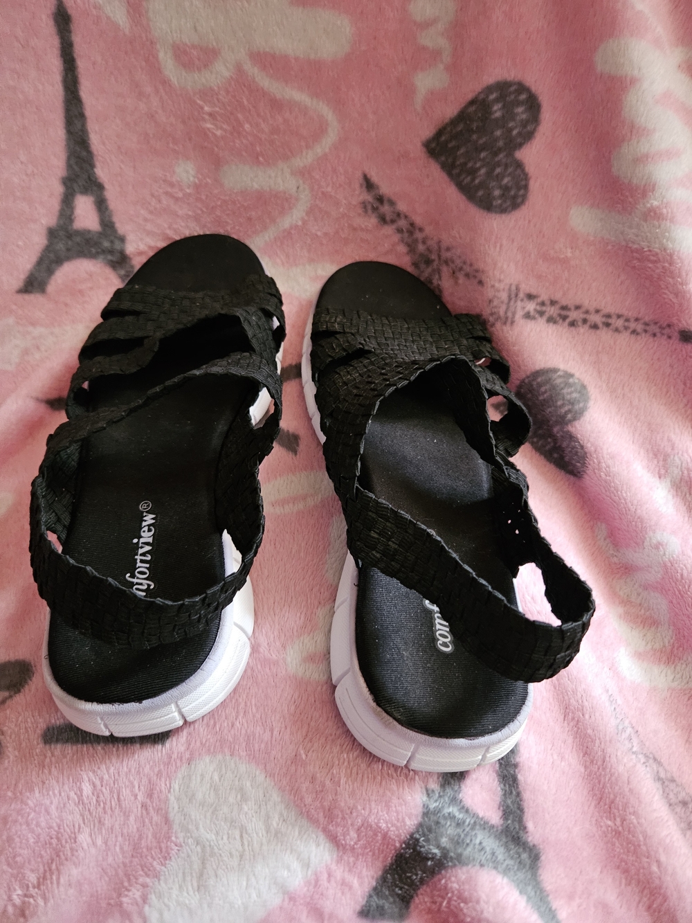 Comfortview  Black Woven Sport Sandals